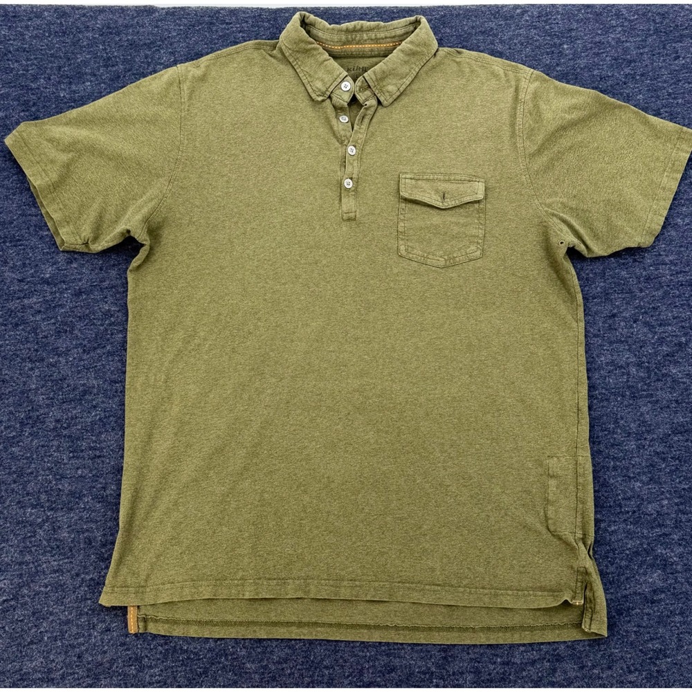 KÜHL Wildfibre Polo Shirt Mens Large Olive Heather Utility Pocket Outdoor Casual
